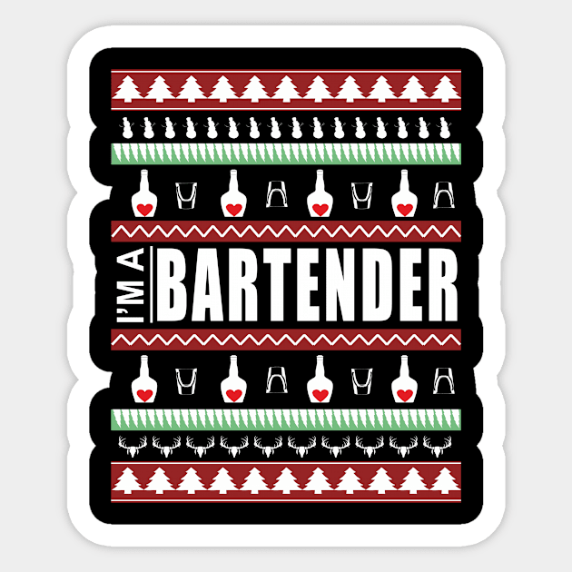 ugly christmas I'm a bartender Sticker by zopandah